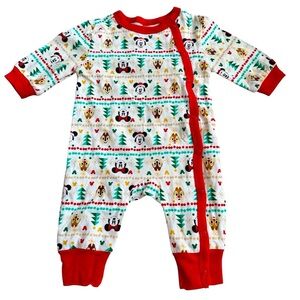 Disney Baby Mickey Mouse Pajama Sleeper Christmas Baby Boy Girl 0-3M NWOT